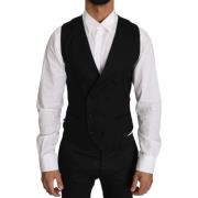 Grijze Wol Dubbel Breasted Slim Fit Vest Dolce & Gabbana , White , Her...