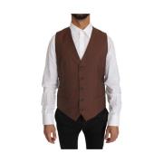 Elegante Bronzen & Grijze Formele Vest Slim Fit Dolce & Gabbana , Brow...