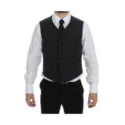 Elegante Grijze Wollen Blend Vest Dolce & Gabbana , Gray , Heren