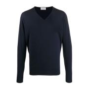 Klassieke V-hals Pullover Sweater John Smedley , Black , Heren