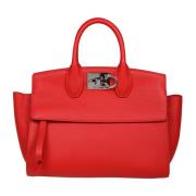 Zachte leren handtas met ritssluiting Salvatore Ferragamo , Red , Dame...