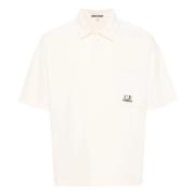 Geborduurd Logo Polo Shirt C.p. Company , Beige , Heren