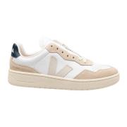 Wit/Blauw Leren Sneakers Vetersluiting Veja , White , Heren