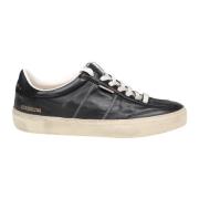 Zwarte leren vetersneakers rubberen zool Golden Goose , Black , Heren