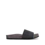 Klassieke Riem Slippers Brunello Cucinelli , Gray , Dames