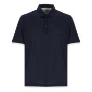 Blauwe Zijden en Katoenen Poloshirt Brunello Cucinelli , Blue , Heren