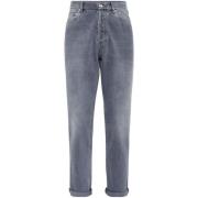 Klassieke Grijze Denim Jeans Brunello Cucinelli , Gray , Heren