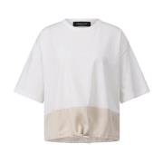 Satin Hem Oversized Katoenen T-shirt Fabiana Filippi , White , Dames