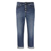 Blauwe Katoenen Jeans met Juweelknopen Dondup , Blue , Dames