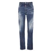 Blauwe Gescheurde Katoenen Jeans voor Mannen Dsquared2 , Blue , Heren