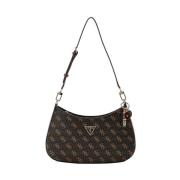 Bruine leren handtas met gouden details Guess , Brown , Dames