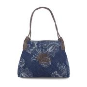 Blauwe Katoenen en Leren Dames Tas Etro , Blue , Dames