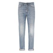 Blauwe Katoenen Jeans met Juweelknopen Dondup , Blue , Dames