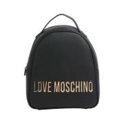 Zwarte Stijlvolle Rugzak met Metalen Details Moschino , Black , Dames