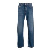 Stonewashed Straight-Leg Blauwe Jeans Off White , Blue , Heren