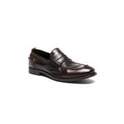 Handgemaakte Zwarte Leren Penny Loafers Officine Creative , Brown , He...