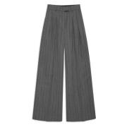 Gestreepte wijde broek van wolmix Anine Bing , Gray , Dames