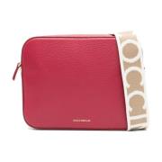 Stijlvolle leren crossbody tas met rits Coccinelle , Red , Dames