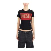 Katoenen Malun T-shirt Diesel , Black , Dames