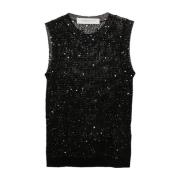 Paillet Mesh Gebreide Tanktop Golden Goose , Black , Dames