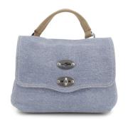 Heldere Blauwe Logo Denim Tote Tas Zanellato , Blue , Dames