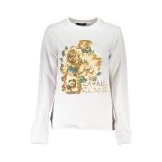 Geborstelde Sweatshirt met Bedrukt Logo Cavalli Class , White , Dames