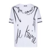 Slogan Print Ronde Hals T-shirt Balmain , White , Heren