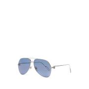 Luxe Zilveren Aviator Zonnebril Blauwe Lenzen Cartier , Yellow , Heren