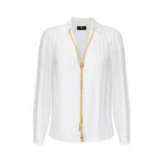 Georgette blouse met charme ketting Elisabetta Franchi , White , Dames