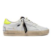 Witte Sneaker met Gele Hiel Tab Crime London , White , Heren