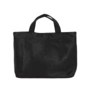 Zwarte leren tas met zilveren hardware Yohji Yamamoto , Black , Dames