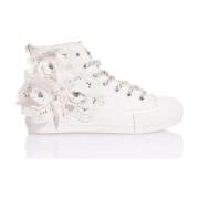 Witte Sneakers met Bloemen Macramé Mimanera , White , Dames