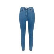 High-waist skinny jeans met logodetail Elisabetta Franchi , Blue , Dam...