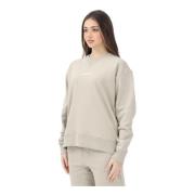 Beige Crewneck Sweater met Wit Logo Dsquared2 , Gray , Dames