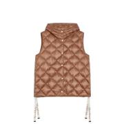 Korte Gewatteerde Hooded Vest Max Mara , Brown , Dames