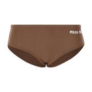 Logo-geborduurde Bikini-onderkant Miu Miu , Brown , Dames