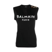 Stijlvolle T-shirts en Polos Balmain , Black , Dames