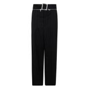 Pinstripe Wool Tailored Broek met Riem Jean Paul Gaultier , Black , Da...