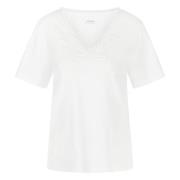 Vlinder Applicatie V-Hals T-Shirt Marc Cain , White , Dames