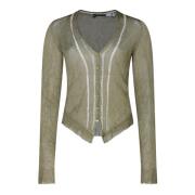 Groene Cardigan met Transparante Details Sportmax , Green , Dames