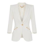 Gestructureerde blazer met logoknopen Elisabetta Franchi , White , Dam...