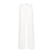 Denim Flared Jeans met leren patch Celine , White , Dames