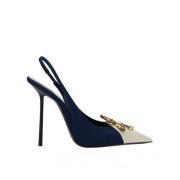 Ster Versierde Slingback Pumps Saint Laurent , Blue , Dames