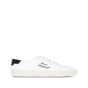 Witte Court Sneakers met Logo Borduursel Saint Laurent , White , Heren