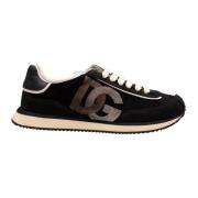 Velvet en suède kussen sneakers zwart/ivoor Dolce & Gabbana , Black , ...