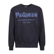 Logo Katoenen Sweatshirt met Ronde Hals Alexander McQueen , Blue , Her...