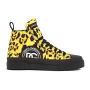 Luipaard Quilted Sneakers Veters Ronde Neus Dolce & Gabbana , Yellow ,...