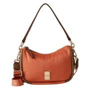 Hobo tas van gerecycled stof met lam details Borbonese , Orange , Dame...