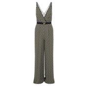 Zwarte jumpsuit met currydetails Elisabetta Franchi , Multicolor , Dam...