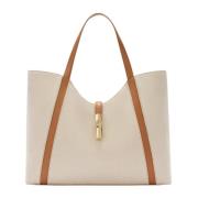 XL hobo tas van canvas en leer Furla , Beige , Dames